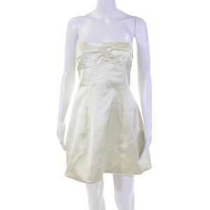 Elsa Womens Silky Strapless Rouched Detail Bodice Mini Dress Pale Yellow Size L
